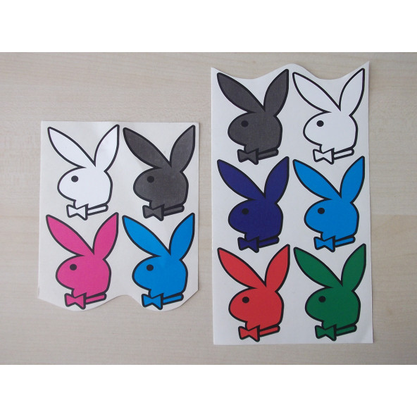 PLAYBOY sticker (BEYAZ) 6cmx4,5cm PLAYBOY logosu - PLAYBOY arması - PLAYBOY ETİKETİ - 2