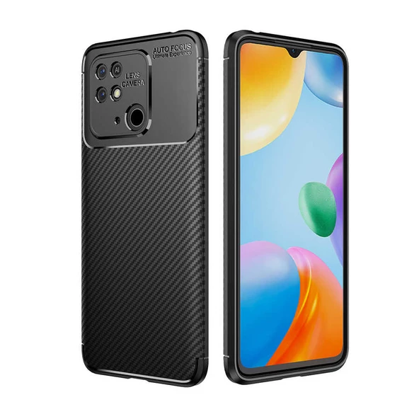 Xiaomi Poco C40 Kılıf Zore Negro Karbon Tasarım Silikon Kılıf