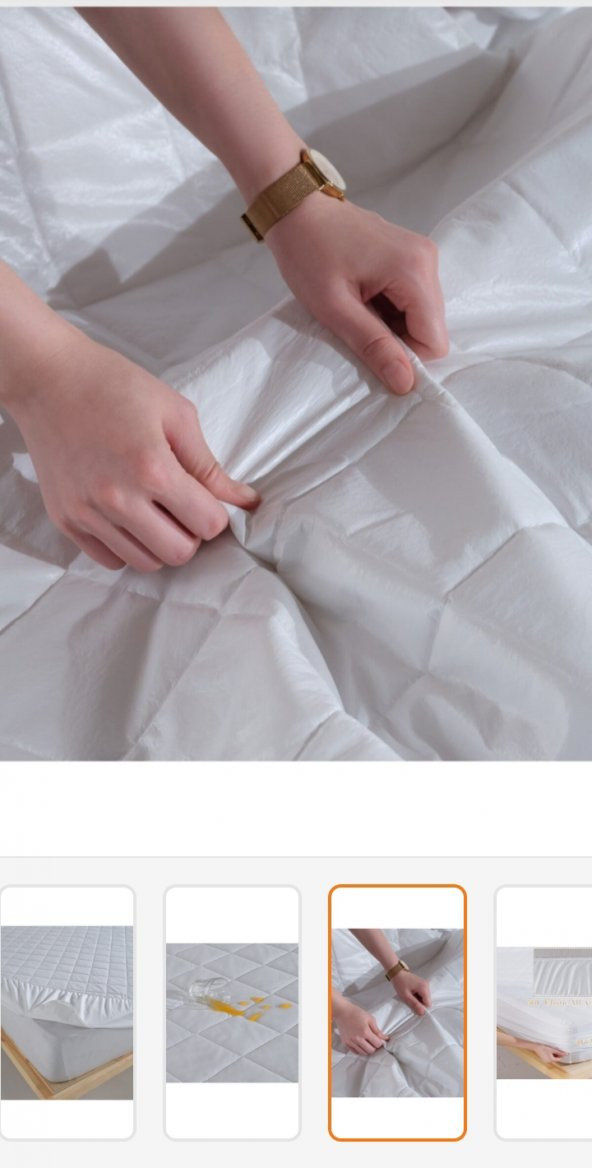 Tek  Kişilik Kapitoneli  Sıvı  Geirmez  Yatak  Alez  Yatak  Koruyucu  Pamuklu   Fitted  Yatak  Beyaz  100 x 200 cm - 3
