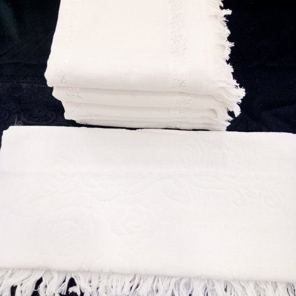 KANAVİÇE İŞLEME KADİFE SOFT KREM HAVLU SETİ 6 ADET 50 X 90 CM - 2
