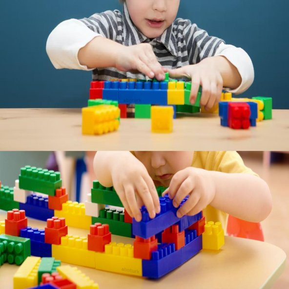Eğitici Yaratıcı 55 parça Lego Seti Ufku Açar,Zeka Geliştirip Beceri Kazandır Bina,Araba,Tren Setli