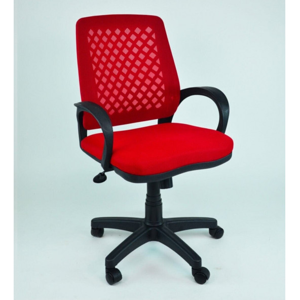 ECEMİCE Fileli Petek Ofis Büro Bilgisayar Koltuğu Sandalyesi Kırmızı