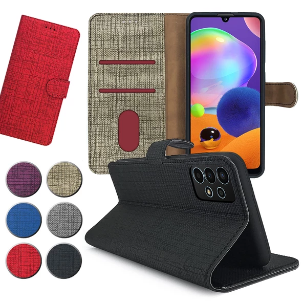 Samsung Galaxy A23 Kılıf FitCase Fabric Kapaklı Cüzdanlı