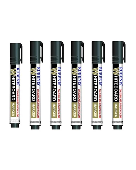 Rubenis Marker Beyaz Tahta Kalemi Siyah 6lı 056160