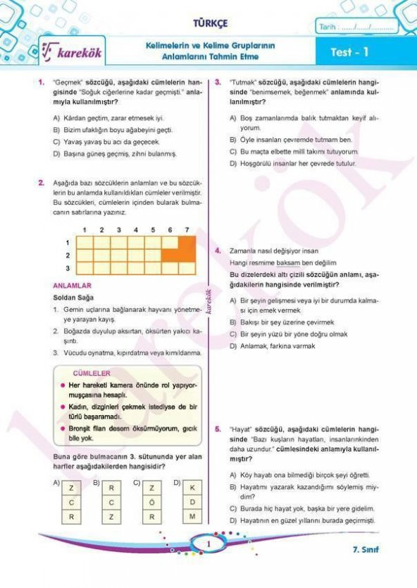 7.Sınıf Tüm Dersler Soru Bankası Karekök Yayınları - 2