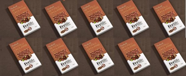 Ferlife El Yapımı Fındıklı Beyoğlu Çikolatası Glutensiz 100 gr 10 Adet