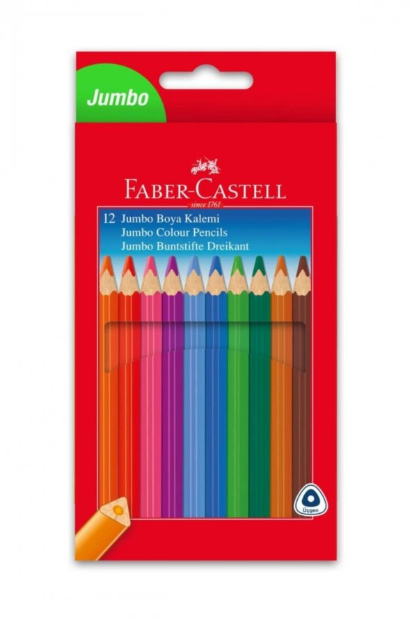 Faber Castell ORİJİNAL Jumbo Üçgen Boya Kalemi, 12 Renk