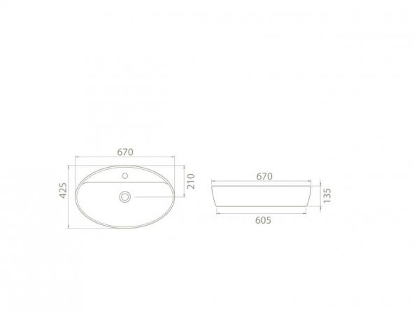 Turkuaz Cerastyle One Lavabo 67x42cm Çanak Tezgah Üstü (Delikli) - 3