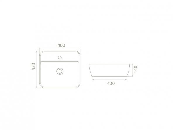 Turkuaz Cerastyle One Tezgahüstü Çanak Lavabo 46x42 cm (Delikli) - 3
