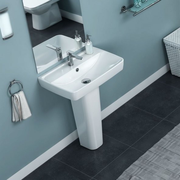 Turkuaz Cerastyle Duru Lavabo 50X40 Cm, Banyo, Tuvalet - 2