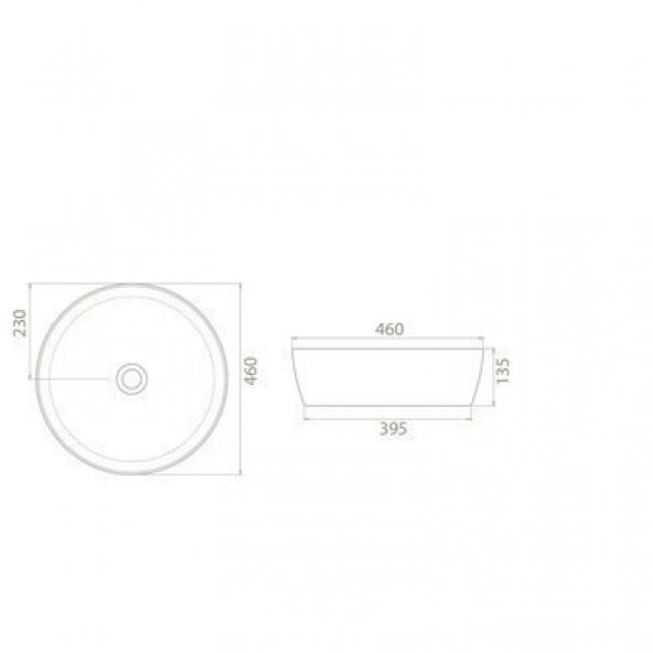 Turkuaz Cerastyle One Lavabo 46 cm Yuvarlak Çanak Tezgah Üstü - 2