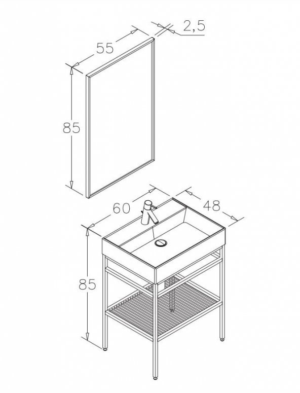 Orka Capetown 60 cm Beyaz Banyo Dolabı Takımı - 3