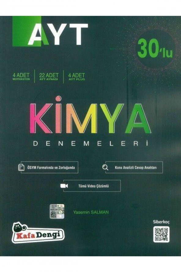 Ayt Kimya 30 Lu Deneme Kafa Dengi Yayınları