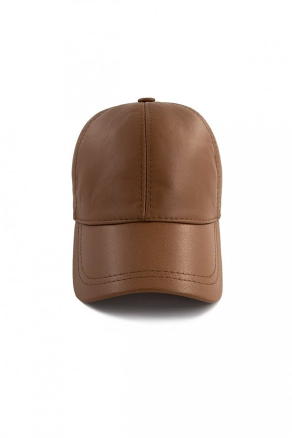 Unisex Kahverengi  Deri Şapka Bere - Kışlık Şapka - Yeni Sezon