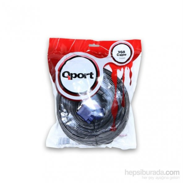 Qport VGA20 15 Pin Filtreli 20M Erkek Erkek Monitör Kablo Q-VGA20 - 3