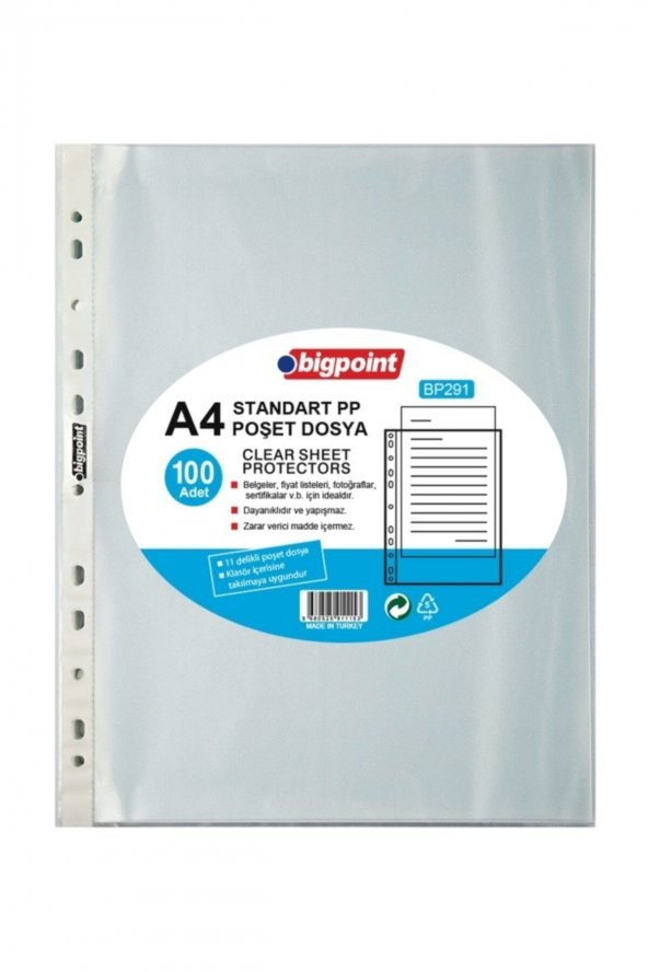 Bigpoint Poşet Dosya Standart 40 Mikron 100lü Paket