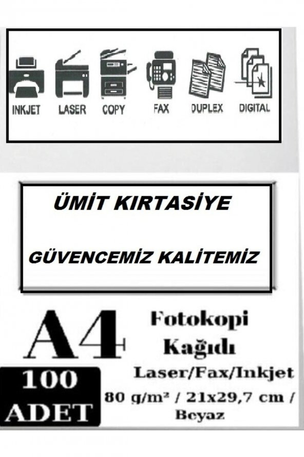 Ümit Kırtasiye A4 Fotokopi Kağıdı 100lü Paket 80 Gr - 2