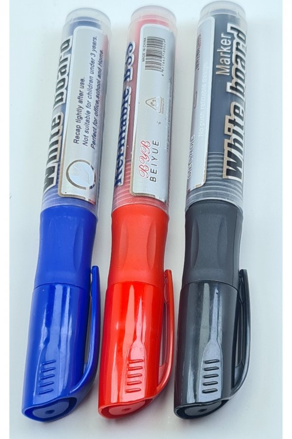 TGB 3 Renk Karışık Kırmızı Siyah Mavi Tüplü Kartuşlu Tahta Kalemi - 3