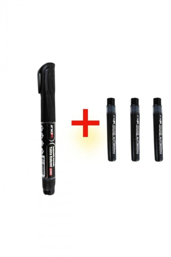 inox Kartuşlu Yazı Tahtası Kalemi Siyah Mürekkep 3 Adet