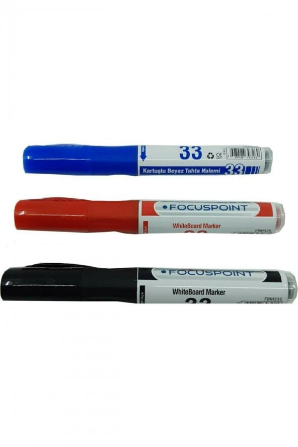 Focuspoint 33 Kartuşlu Tahta Kalemi Renk Seçenekli 3 Renk 3 Adet