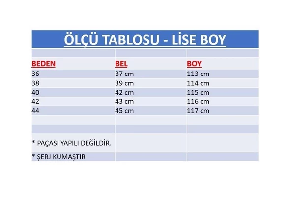 Kumaş Okul Pantolonu - Lise Boy - 12