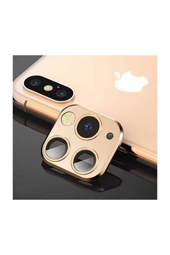 Apple Iphone X- Iphone 11 Pro Max Uyumlu Kamera Lens Dönüştürücü-Gold Renk