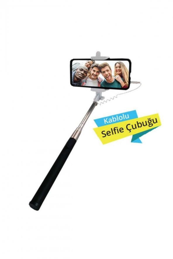 Selfie Öz Çekim Çubuğu Siyah