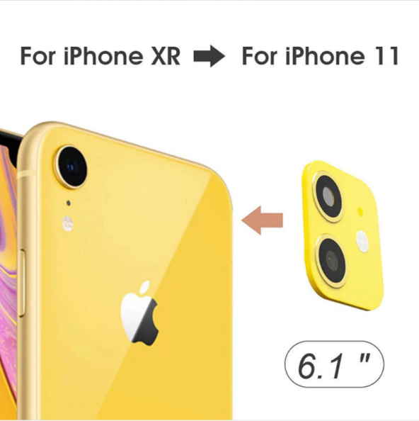 İphone Xr 6.1 Cp-03 Iphone 11 Uyumlu Kamera Lens Dönüştürücü-Sarı Renk