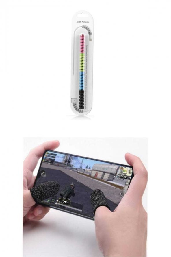 Pubg Eldiven Ve Sipiral Kablo Koruyucu Set