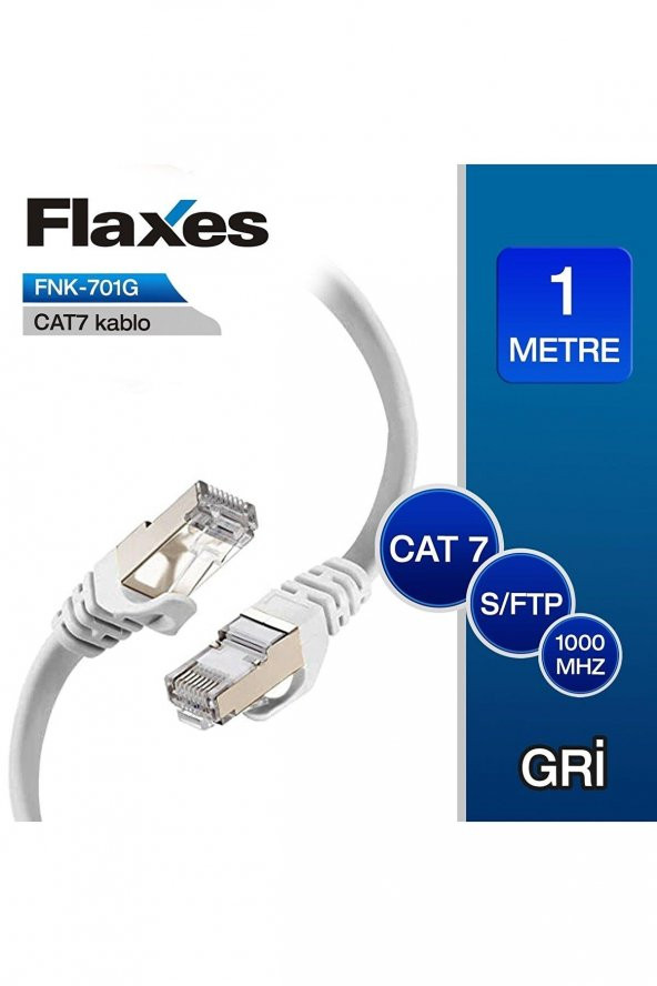 Flaxes Fnk-701G 1Mt Cat7 Patch Network Kablosu Gri - 2