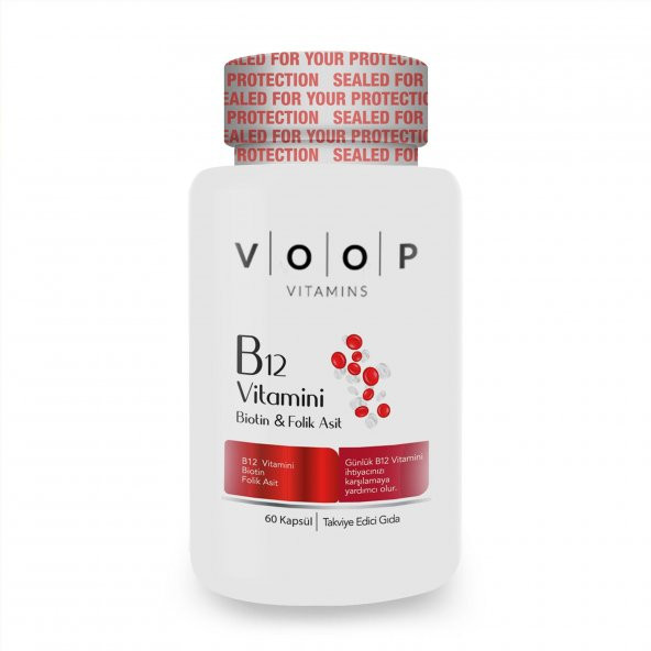 Voop Vitamin B12, Biotin Ve Foik Asit İçeren Takviye Edici Gıda 60 Kapsül