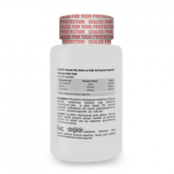 Voop Vitamin B12, Biotin Ve Foik Asit İçeren Takviye Edici Gıda 60 Kapsül - 2