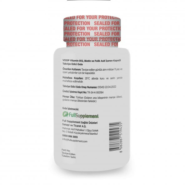 Voop Vitamin B12, Biotin Ve Foik Asit İçeren Takviye Edici Gıda 60 Kapsül - 8