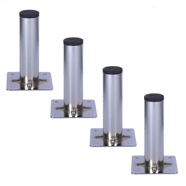 (4 Adet) Mobilya Masa Sehpa Ayağı Metal Ayak 10 Cm Krom