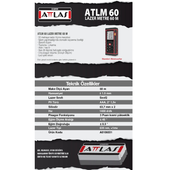 Attlas Atlm60 Lazer Metre 60 Metre - 2