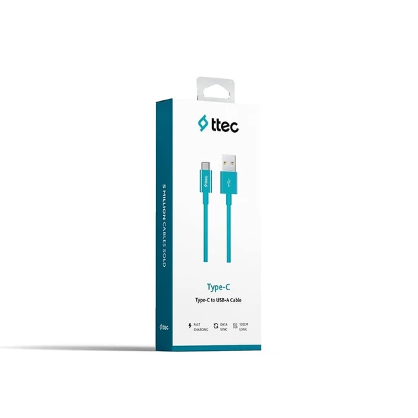 Ttec Type-C Kablo Turkuaz 1.20cm - 2DK12TZ - Resim 3