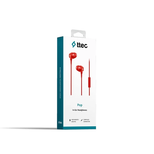 TTEC Pop Mikrofonlu Kulaklık Kulakiçi - Kırmızı - 2KMM13K - Resim 2