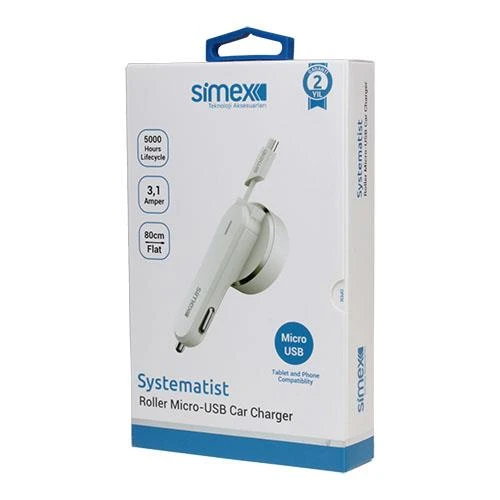 Simex Micro USB Araç Şarj Aleti 3.1A Kırılmaz Garantili Kablo - 6