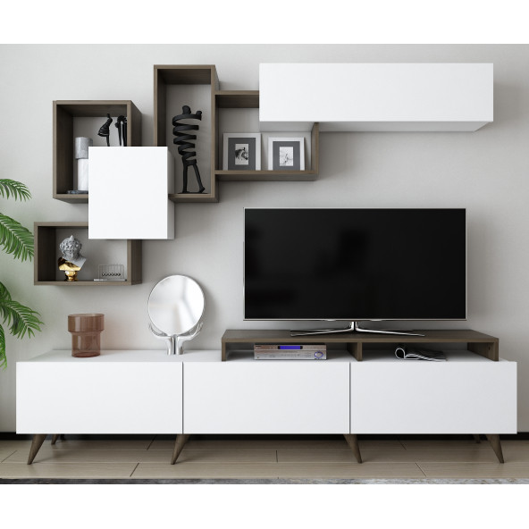 EVDEKİMODA AMMY TV ÜNİTESİ (BEYAZ-CEVİZ) - 2