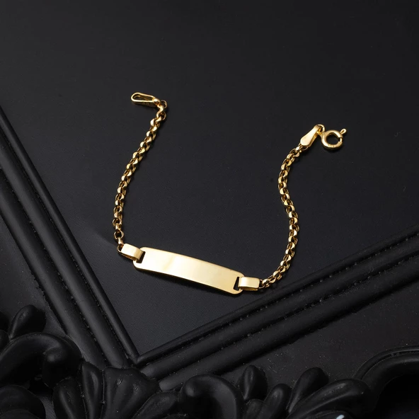 Plakalı 14 Ayar Altın Bebek Künyesi - Resim 4