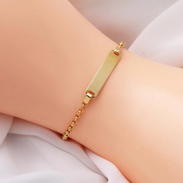 Plakalı 14 Ayar Altın Bebek Künyesi - Resim 2