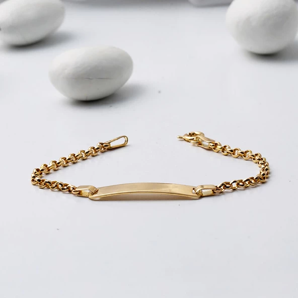 Plakalı 14 Ayar Altın Bebek Künyesi - Resim 5