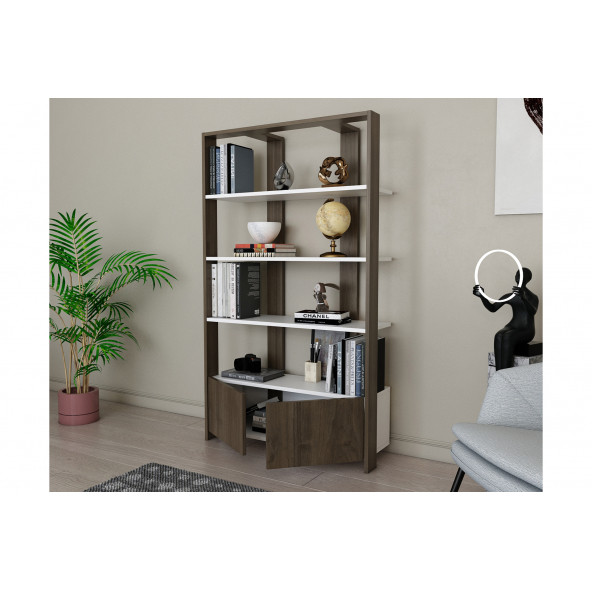 EVDEKİMODA ELENA KİTAPLIK (BEYAZ-CEVİZ) - 3