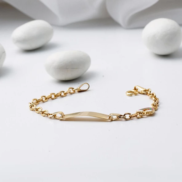 Çekim Gücü 14 Ayar Altın Çocuk Künyesi - Resim 4