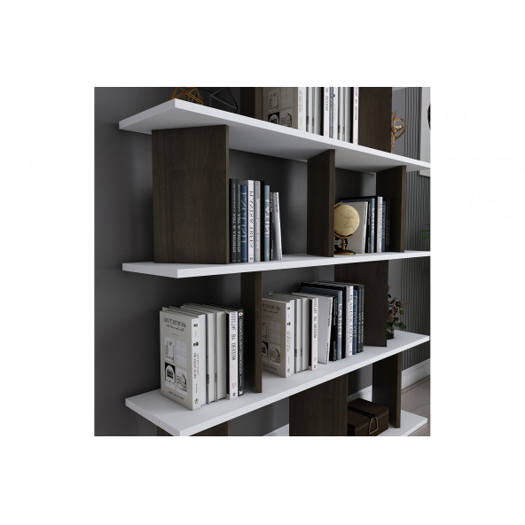 EVDEKİMODA GRACE KİTAPLIK (BEYAZ-CEVİZ) - 3