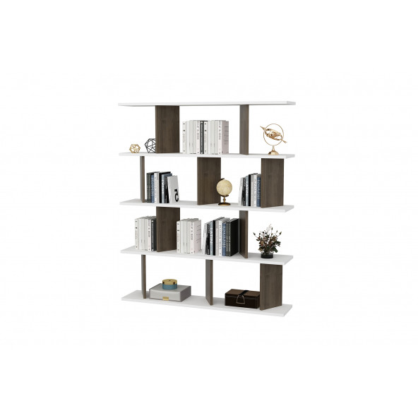 EVDEKİMODA GRACE KİTAPLIK (BEYAZ-CEVİZ) - 4