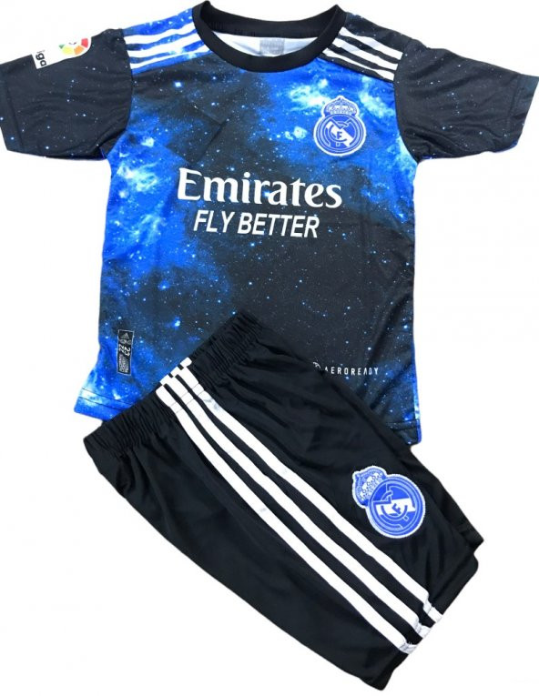 Real Madrid Mavi Siyah Desen Benzema Forması Takımı 4 Lü Set - 2