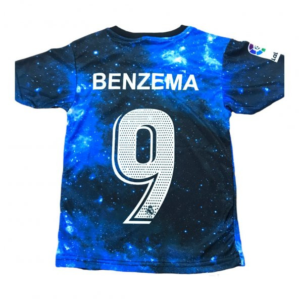 Real Madrid Mavi Siyah Desen Benzema Forması Takımı 4 Lü Set - 3