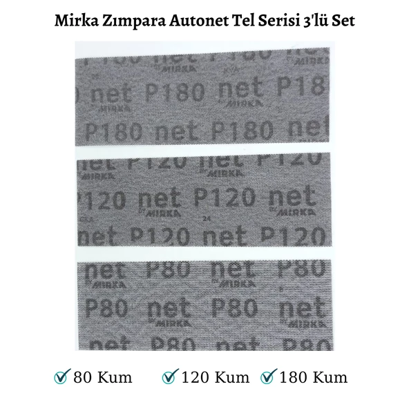 EPOKSİ REÇİNE MIRKA AUTONET TEL ELEK ZIMPARA 3'LÜ SET 70X198 MM