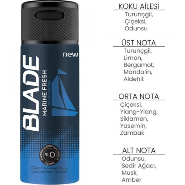 Blade Marine Fresh Deodorant 3x150ml - 3